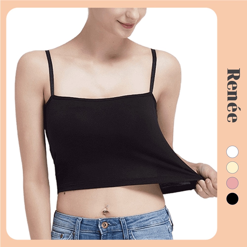 Áo Hai Dây Nữ RENEE - Áo Croptop Sợi Bún To Không Đệm Dáng Ngắn Vải Cotton Borip Co Giãn - AF1