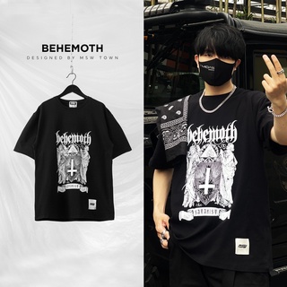 Áo thun tay lỡ BEHEMOTH MSW town, áo thun cotton nam nữ thời trang unisex