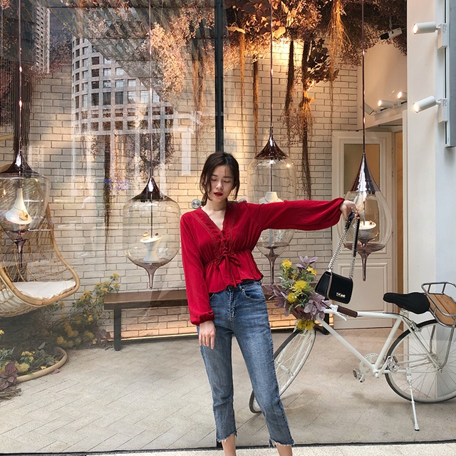 Áo sơ mi Bánh bèo tay dài chiết eo_Xưởng May Quang Anh
