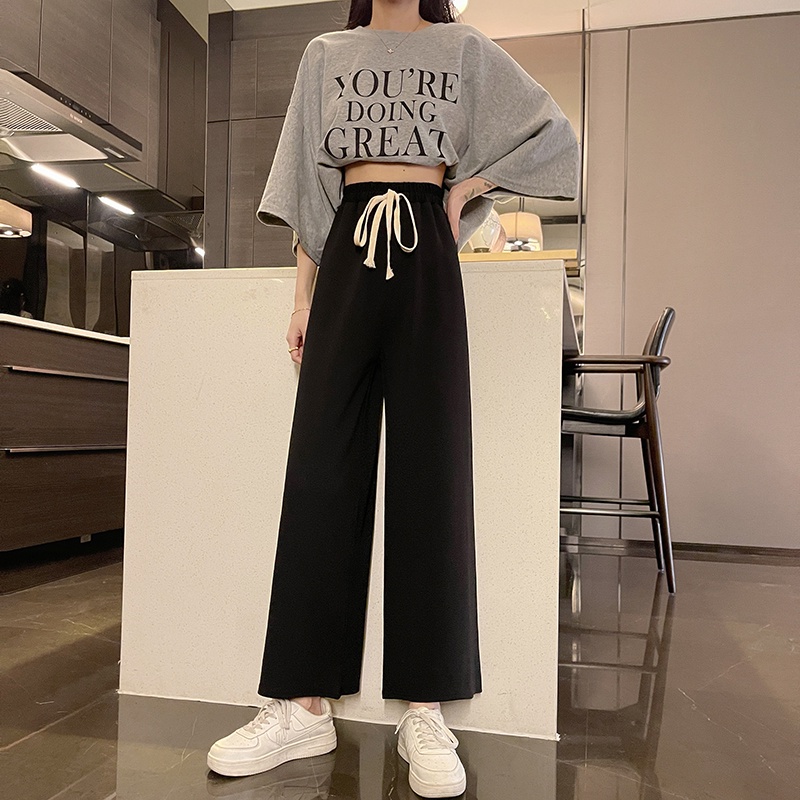 Quần Dài Lưng Cao Co Giãn Phối Dây Rút Cá Tính Cho Nữ