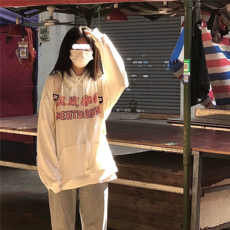Áo Hoodie In Chữ Dáng Rộng Dễ Phối Đồ