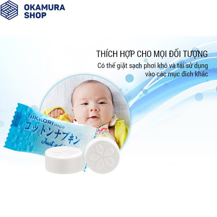 Nikkori - Gói nhỏ khăn giấy khô nén dạng viên chất lượng nhật bản ( 12 Viên)