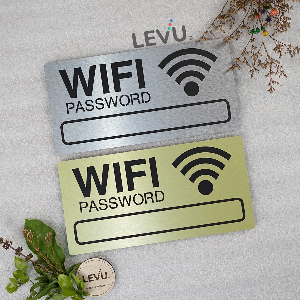 Bảng aluminium nhôm xước ghi thông tin wifi trang trí quán LEVU-ALU02