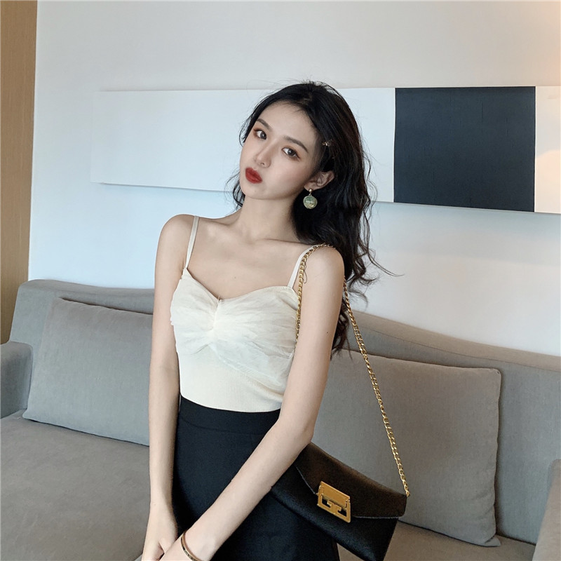 Áo dệt kim không tay dáng ôm phong cách retro Hàn Quốc dễ phối đồ cho nữ