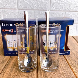 Bộ 2 cốc chia vạch cao cấp Ocean + 2 thìa inox - Quà tặng từ Ensure Gold