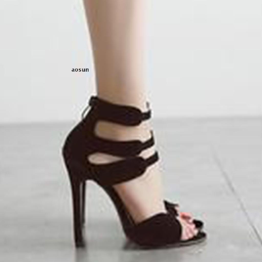 【aos】 Womens Peep Toe Stilettos Sandals Ankle Strap Dress Wedding Pump Shoes .