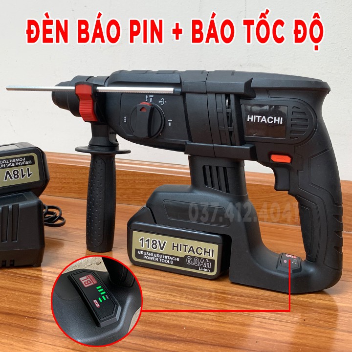 Máy Khoan Đục Bê Tông HITACHI 118V, 3 Chức Năng, 2 PIN, Không Chổi Than,máy siêu khỏe