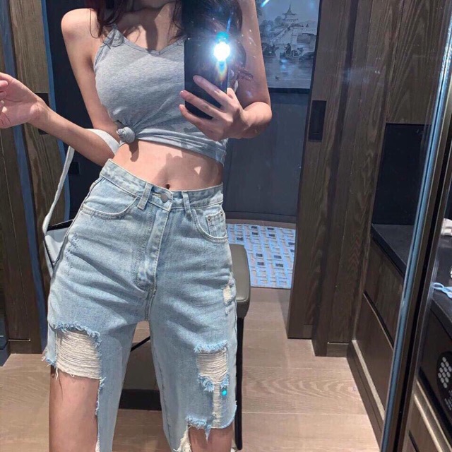 🔥Baggy Jeans Lưng Cao Rách Cá Tính