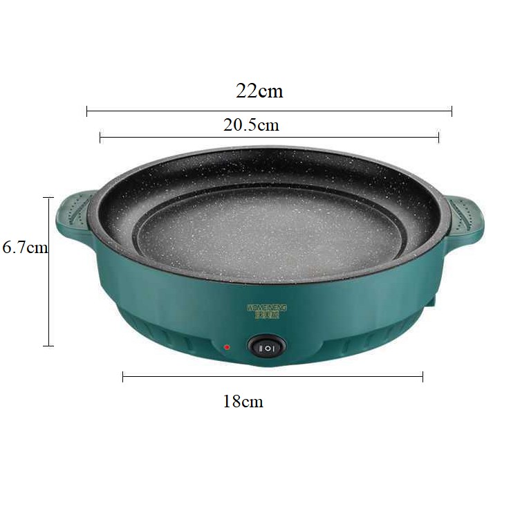 Chảo nướng điện chống dính mini,Bếp Nướng Thịt BBQ Bằng Điện Đường Kính 22 cm Kiểu Hàn Quốc