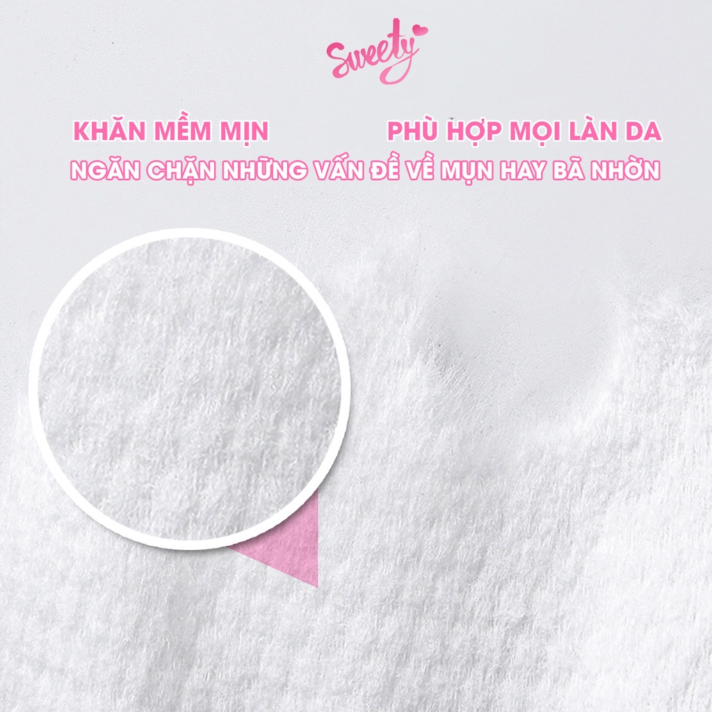 Khăn mặt khô Sweety dùng 1 lần lau khô, lau ướt - Giấy lau mặt dùng một lần