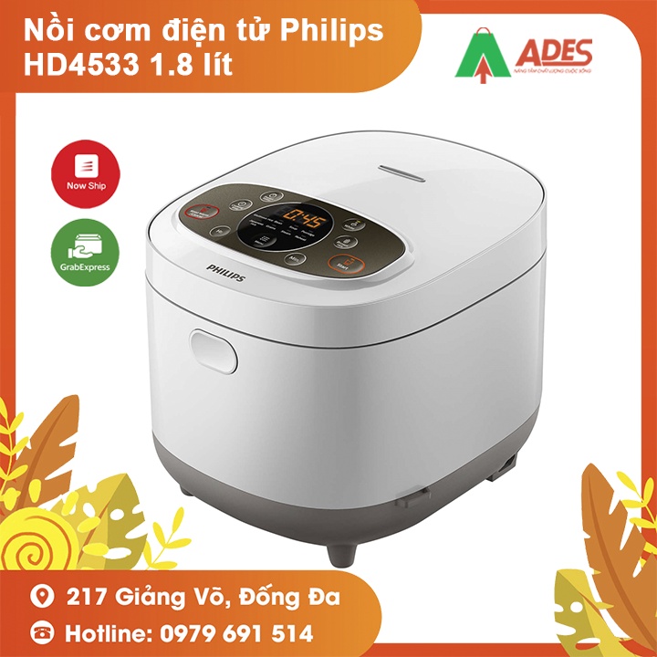 Nồi cơm điện tử Philips HD4533 1.8 lít - Công nghệ nấu 3D tân tiến - Bảo hành chính hãng 24 tháng