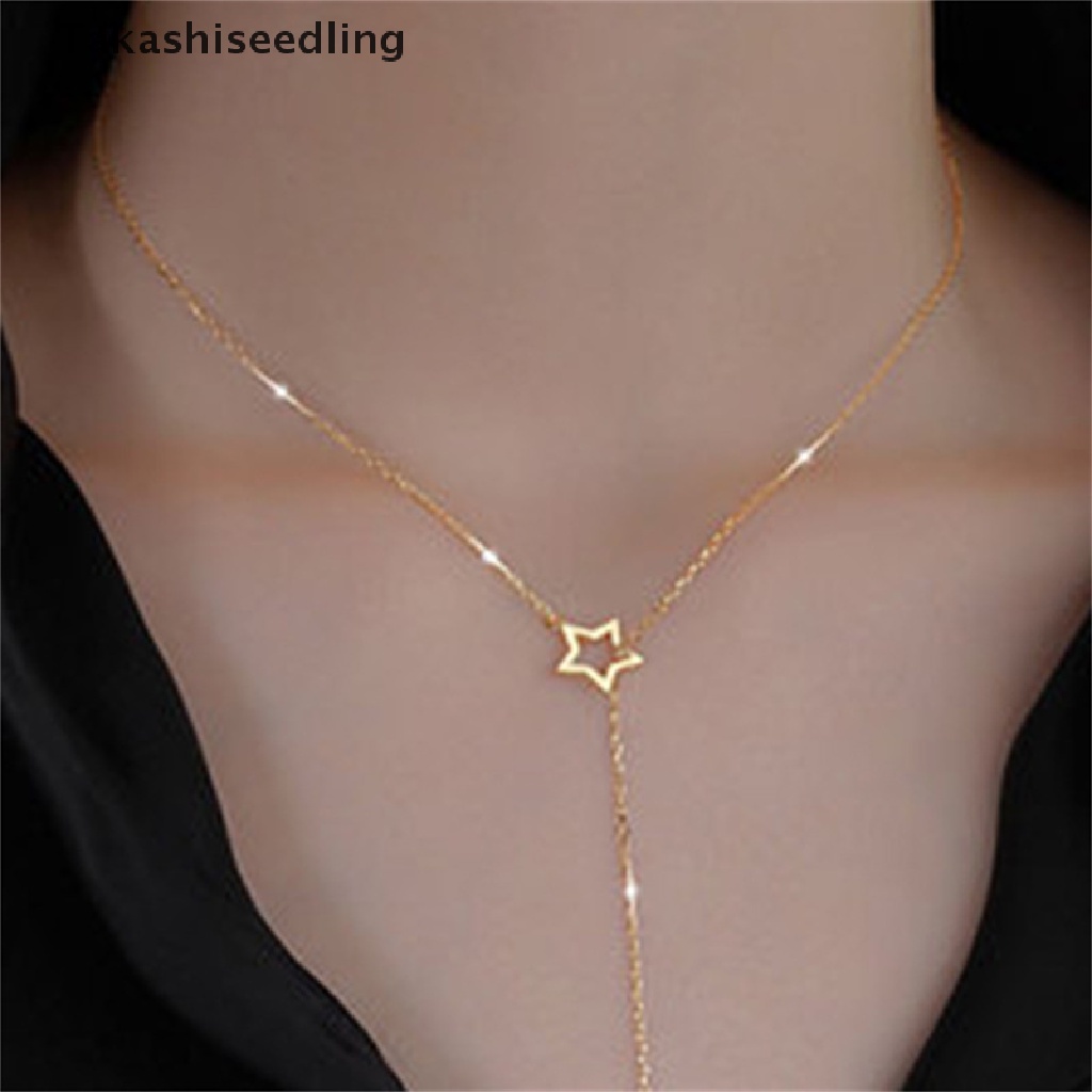 (Takashiseedling) Vòng cổ Mặt Hình Ngôi Sao Rỗng Đính Đá Zircon Thanh Lịch Cho Nữ