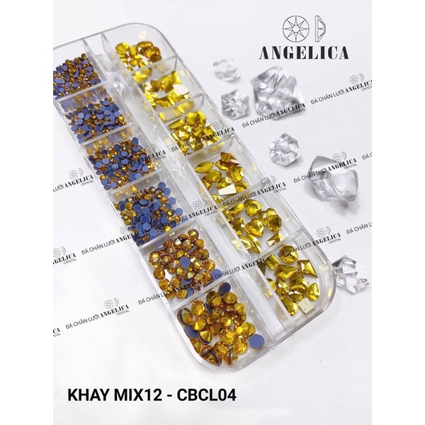 Khay đá khối chân vàng mix đá chân lưới- hàng cao cấp- phụ kiện nail