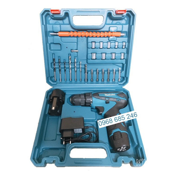 Máy khoan pin makita 12V – KHOAN – BẮT VÍT – VẶN ỐC tặng kèm hộp 24 chi tiết _ Nhật Việt official