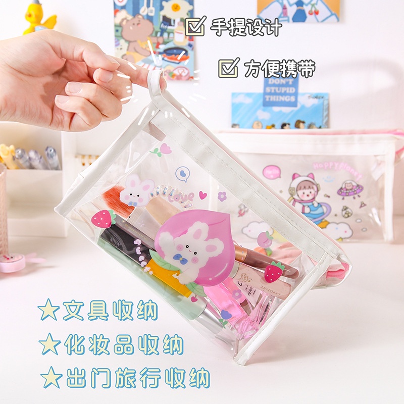 Túi Đựng Bút/ Mỹ Phẩm Hình Tam Giác Trong Suốt Phong Cách Hàn Quốc Đơn Giản