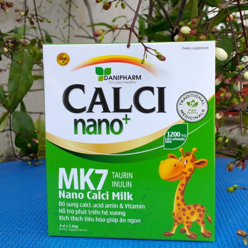 Canxi milk Nano MK7 + D3 canxi cho bé cao lớn, ăn ngon ngủ tốt - Hộp 20 ống