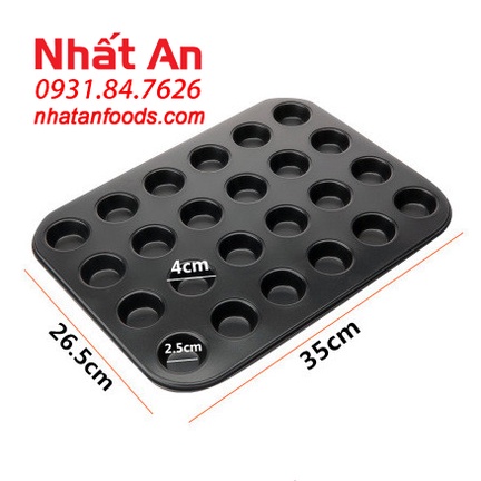 Khuôn nhôm cupcake mini chống dính 12 bánh / 24 bánh