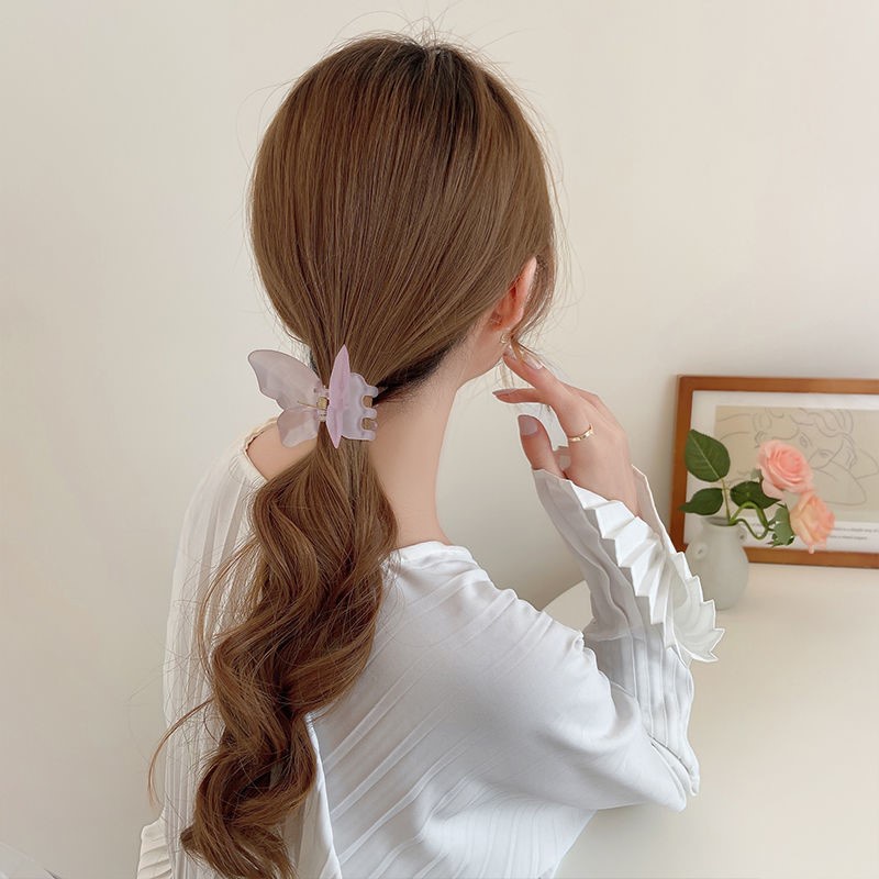 Kẹp Tóc Hình Bướm Màu Đục Trong Suốt Ngọt Ngào Cho Nữ
