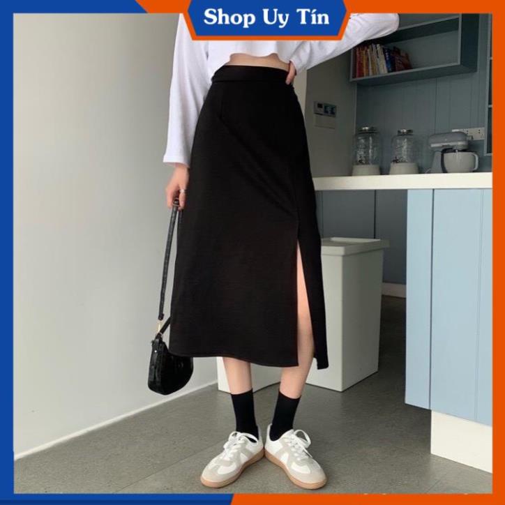 Chân Váy Chữ A Công Sở Dài Xẻ Tà  Chân Váy Dáng Dài Qua Gối Hàn Quốc Màu Đen Trắng Đẹp Cao Cấp CV001 | BigBuy360 - bigbuy360.vn
