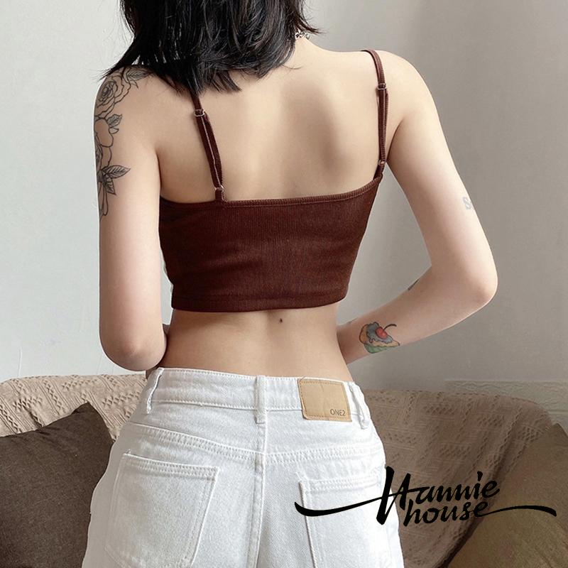 Áo hai dây Nữ In Chữ Phong Cách Vintage