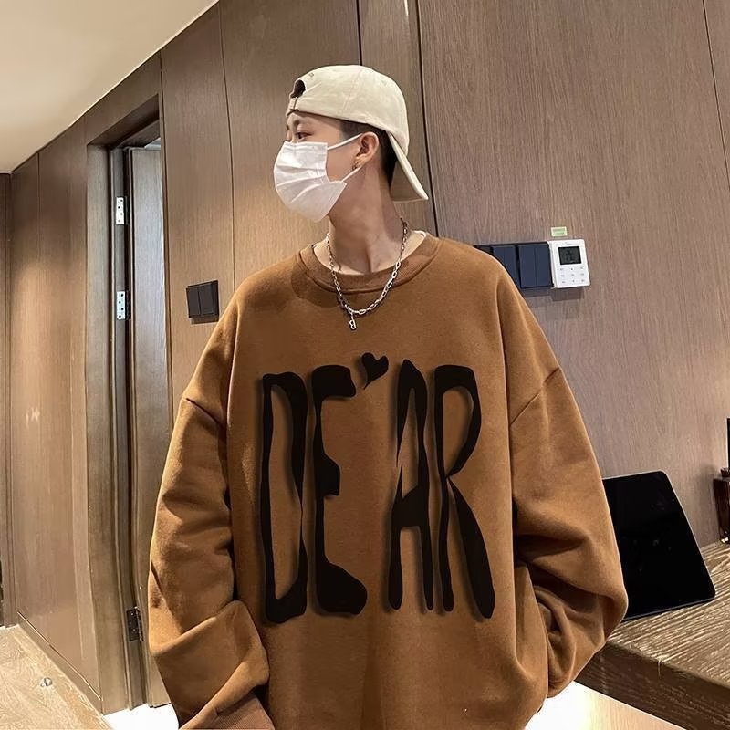 Áo Sweater Tay Dài Cổ Tròn Dáng Rộng In Chữ Graffiti Phong Cách Nhật Bản Thời Trang Cho Nam Size M-3XL