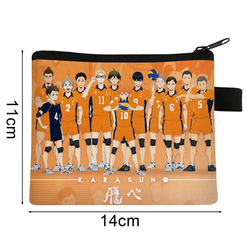 Anime Haikyuu!! Ví Đựng Tiền Xu Thẻ Id Khóa Kéo Họa Tiết Hoạt Hình Cho Nam Nữ