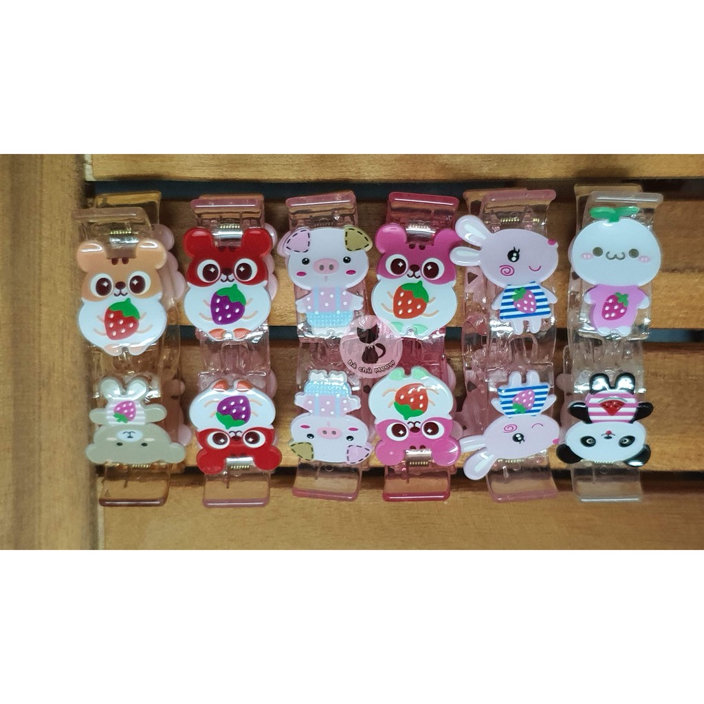 Kẹp Tóc Càng Cua 3 Răng In Hình Siêu Cute