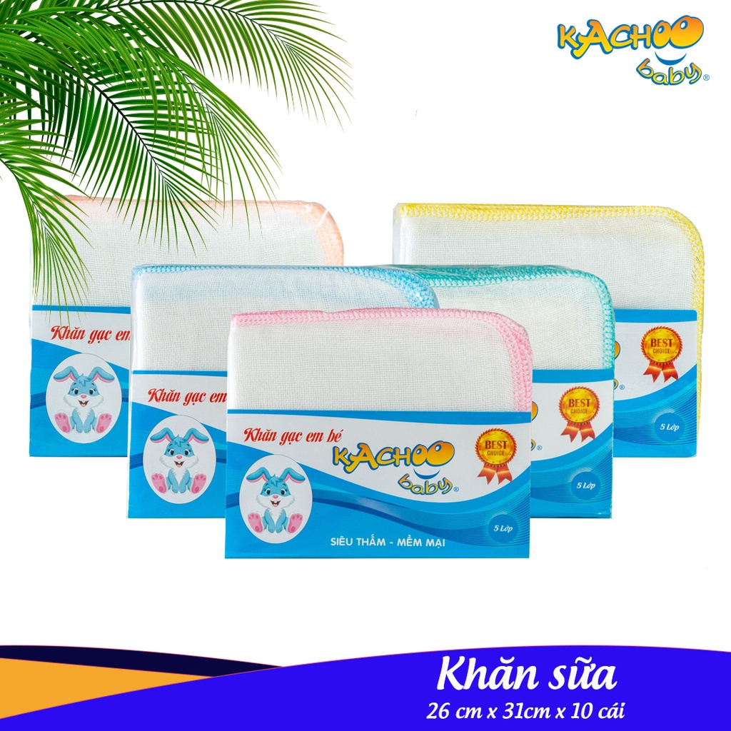 Combo 10 khăn sữa cao cấp 5 lớp Kachoobaby 26 x 31cm