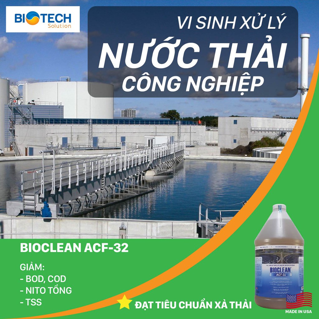 Hàng Mỹ - Vi Sinh Xử Lý Nước Thải Công Nghiệp, Đa Ngành  Bioclean ACF-32 (tên cũ Aquaclean ACF32)-Chai Gallon= 3,785 lít