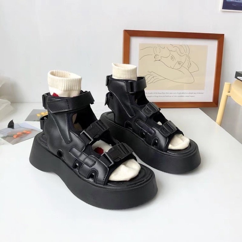 (HÀNG CÓ SẴN - ẢNH THẬT FEEDBACK) JAPAN VIBE SANDALS SHOES - GIÀY ULZZANG SANDALS CỔ CAO PHONG CÁCH HARAJUKU ĐẾ CAO 4CM