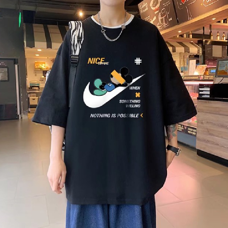 Áo Thun Tay Ngắn Dáng Rộng In Chữ Cỡ Lớn Thoải Mái Thời Trang Mùa Hè Cho Nam Và Nữ M-5XL