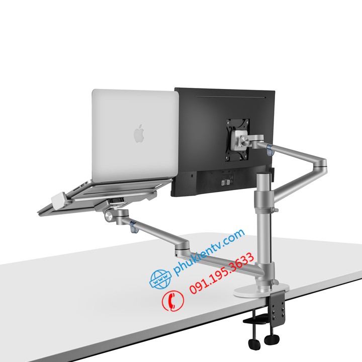 Giá Treo Màn Hình 15 - 32 Inch Kèm Kệ Đỡ Laptop - Macbook - Ipad 11 - 17.2 Inch - Hợp Kim Nhôm Cao Cấp - Model: OL-3L