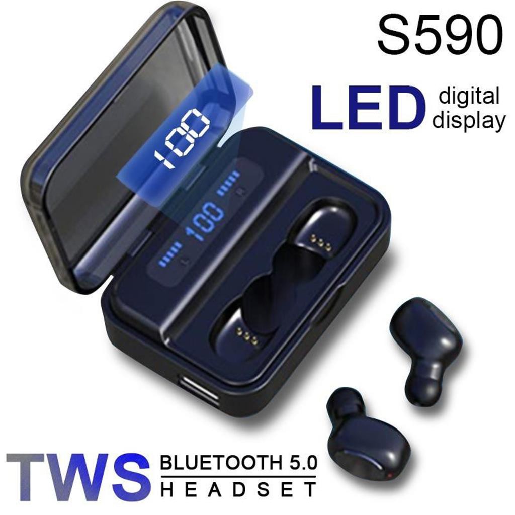Tai Nghe Bluetooth Mini TWS S-590, Âm thanh 9D, Có Led Hiển Thị Pin,Chống Nước Cao Cấp,Kiêm pin sạc dự phòng -dc3872