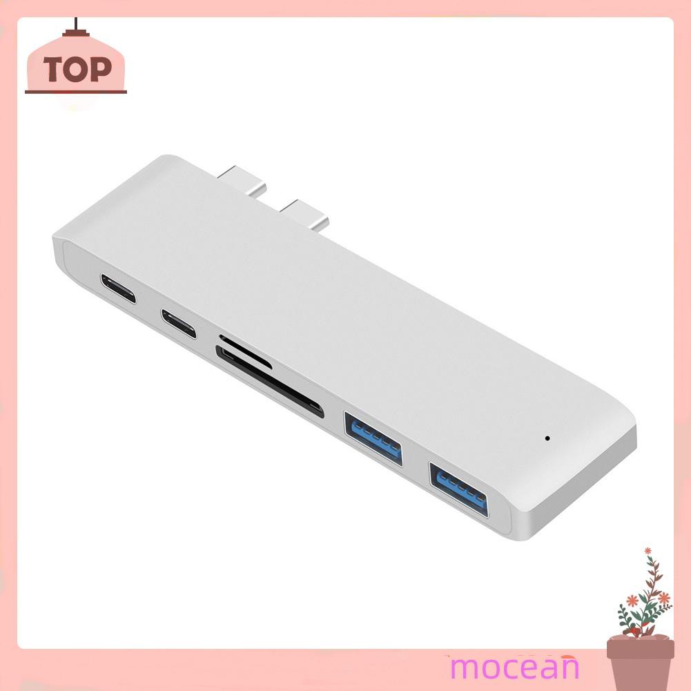 Mocean Multifunctional 7 in 1 Dock Dual USB Type C Hub Adapter for Apple Laptop