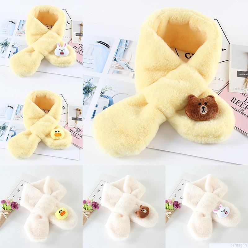 Khăn choàng lông cừu mềm mại 80cm họa tiết hoạt hình đáng yêu cho bé