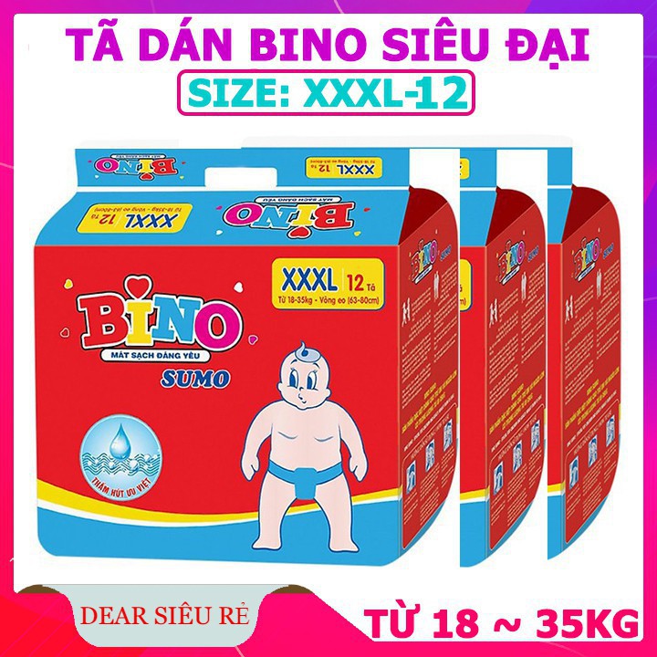 Combo 3 gói tã dán bino sumo XXXL 36 miếng ( 18-35kg )