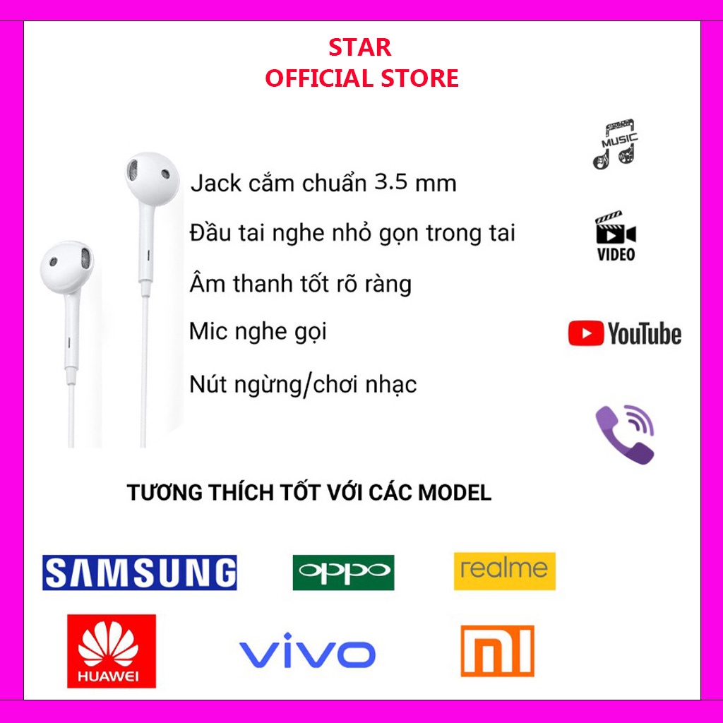 Tai Nghe OPPO F5/7/9/11/ Reno... Chính Hãng Giá Tốt 1 Đổi 1.
