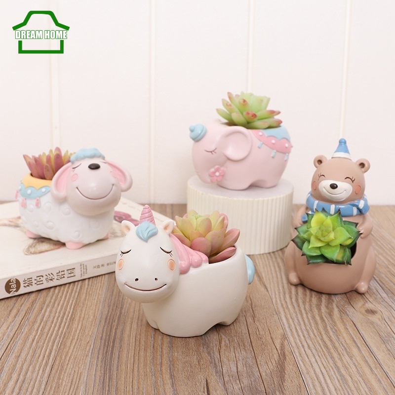 Chậu Hoa Hình Động Vật Hoạt Hình Xinh Xắn