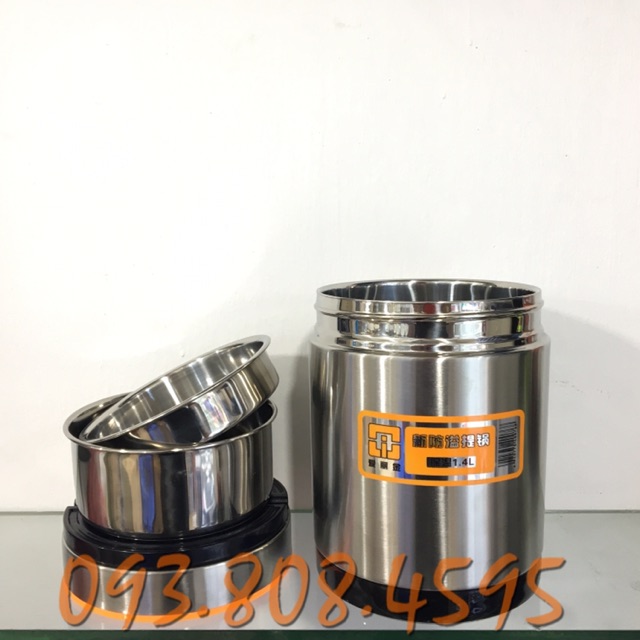 Camen Giữ Nhiệt 3 Ngăn Viền Cam 1400ml - 1900ml | BigBuy360 - bigbuy360.vn