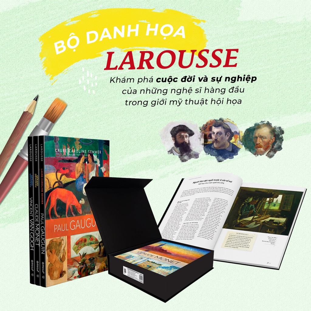 Sách - Bộ Danh Họa Larousse: Vincent Van Gogh - Claude Monet - Paul Gauguin