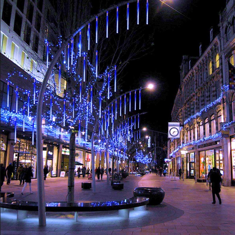 Đèn LED Sao băng trang trí ngoài trời Bộ 8 Ống Đèn Led 50 CM, Đèn Led Thả Hiệu Ứng Mưa Sao Băng đẹp mắt