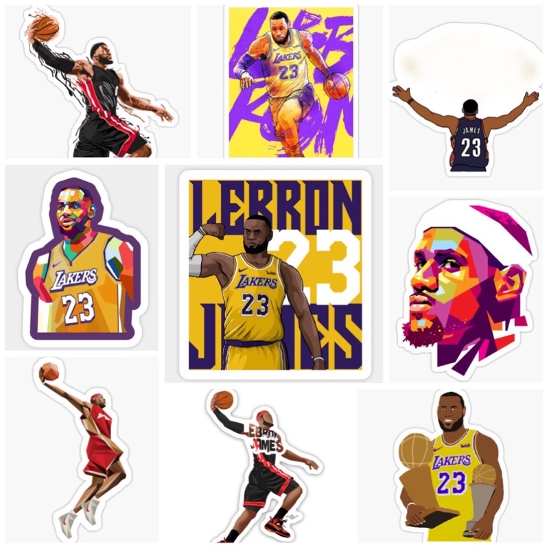 Sticker Lebron James 30-60 cái ép lụa khác nhau/Hình dán bóng rổ Lebron James