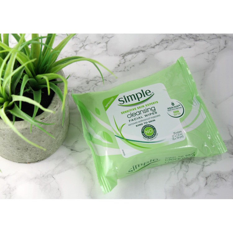 Khăn tẩy trang Simple Kind to skin Cleansing Facial Wipes 25 tờ