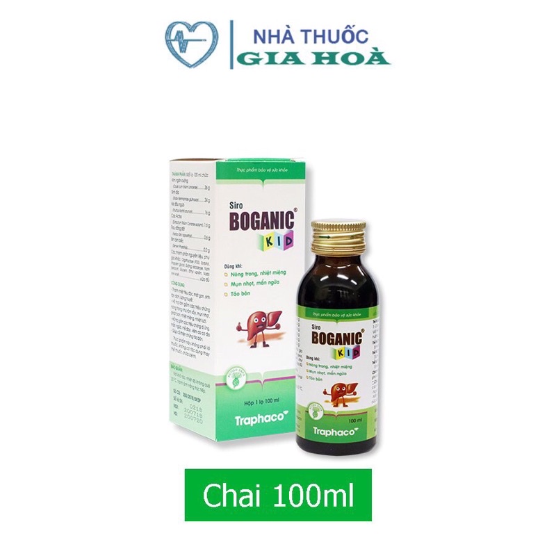 Siro Boganic Kid (Traphaco) thanh nhiệt, giải độc, mát gan, giảm nhiệt miệng, dị ứng, mẩn ngứa, mụn nhọt, táo bón cho bé