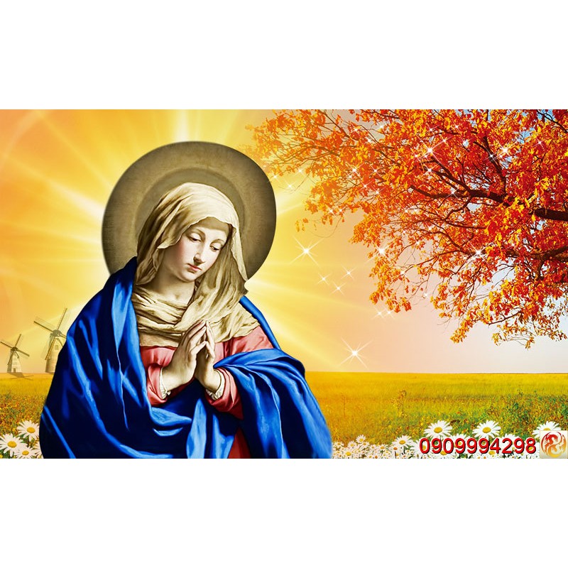 Tranh dán tường 3d hình Chúa Jesus, Hình Đức Mẹ Maria