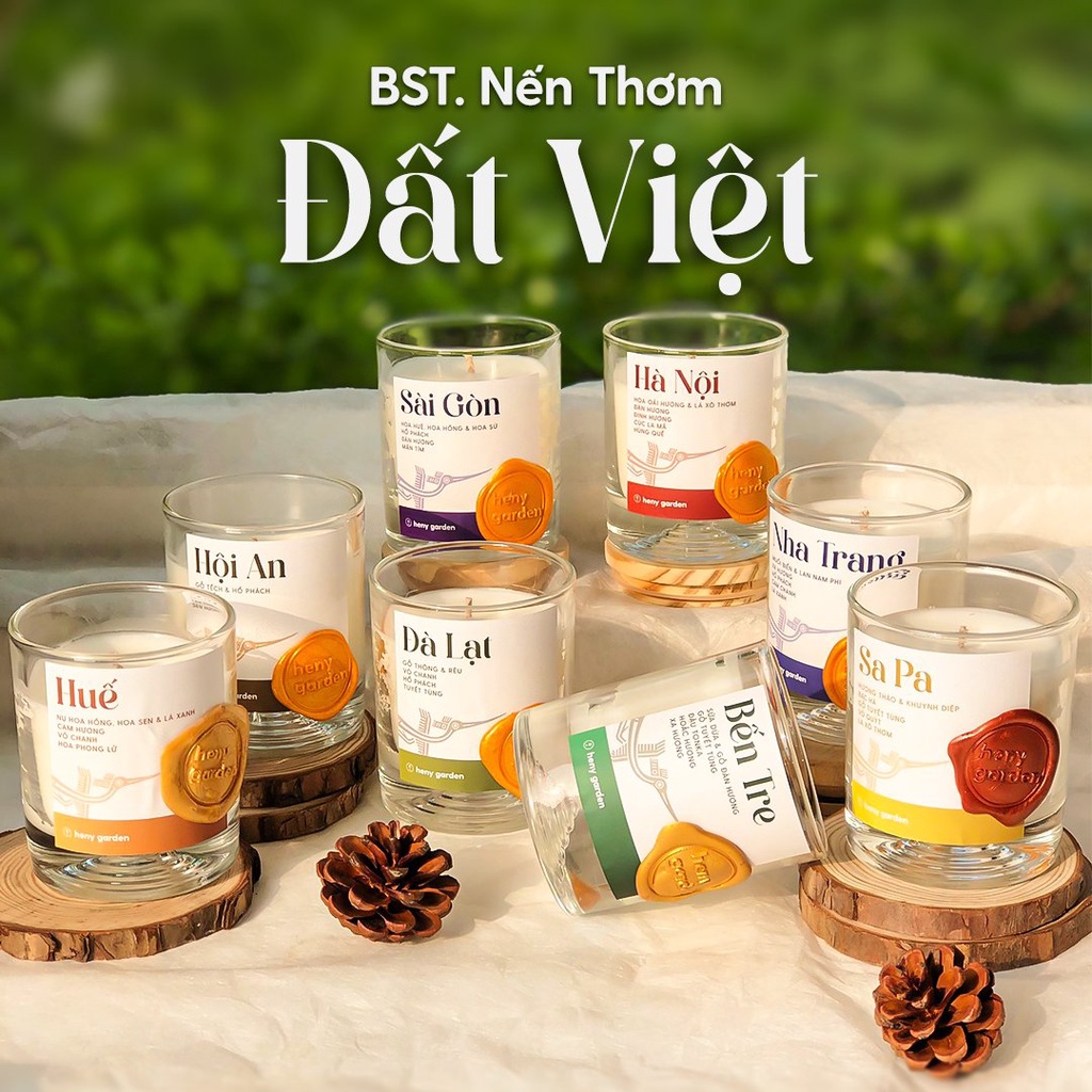 Nến Thơm Đất Việt HENY GARDEN Thư Giãn Mùi Hương Dễ Ngủ Phối Cảm Hứng Từ Địa Danh Việt Nam