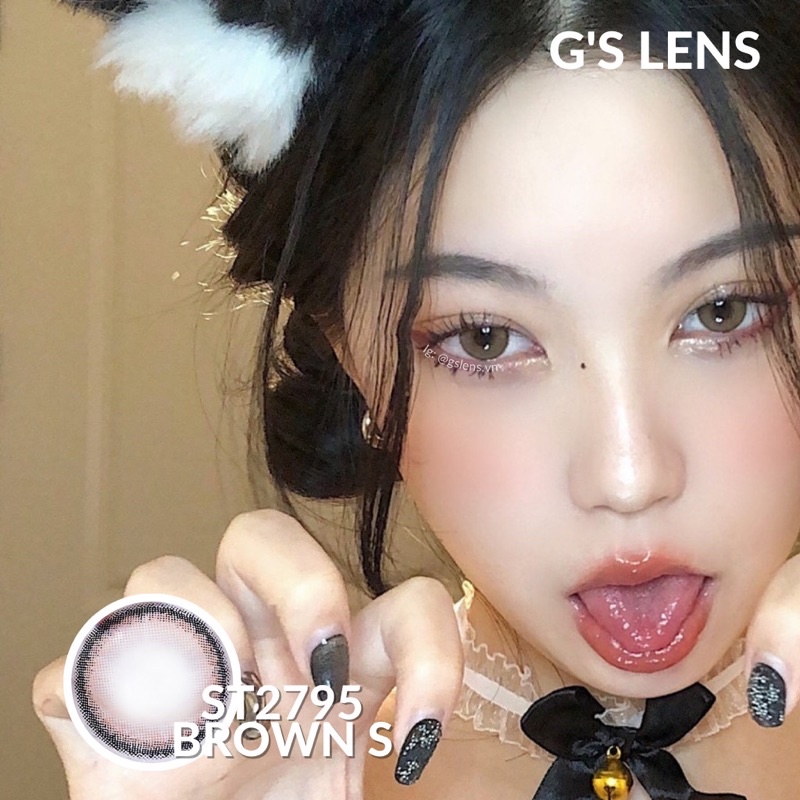 Lens Mắt Kính Áp Tròng Nâu Tây Tự Nhiên Nhẹ Size S 14.2mm Có 0 Đến 6 Độ Cận ST2795 Brown G'S LENS