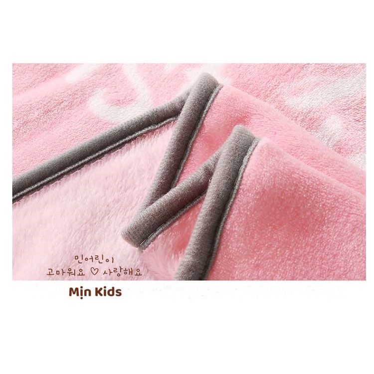 Chăn lông tuyết cho bé, chăn lông MỊN KIDS, chất liệu mềm mịn in hình thú cute 1mx1m4