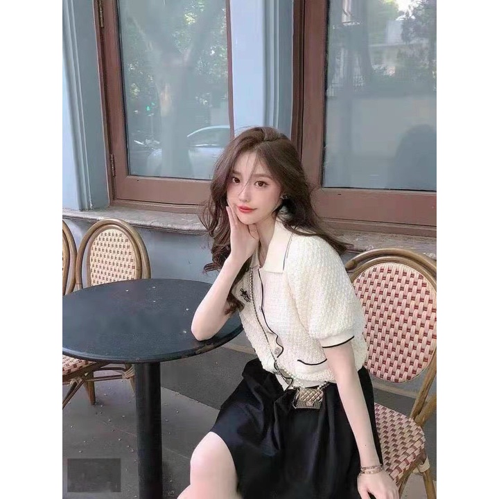 Áo len lỗ khuy viền cổ_Xưởng May Quang Anh