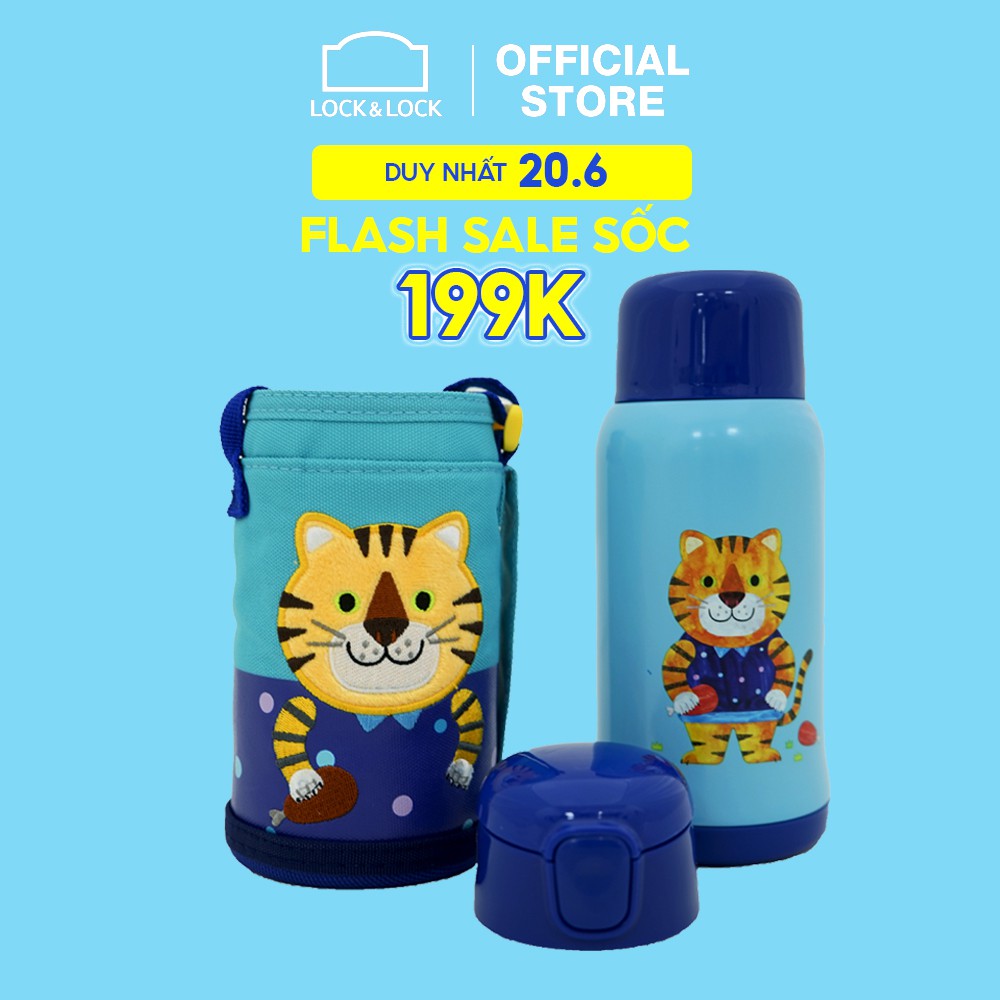 [Mã LIFEHL25 giảm 10% đơn 350K] Bình nước giữ nhiệt Cartoon Kids Vacuum Bottle 550ml Lock&amp;Lock LHC1435TGR